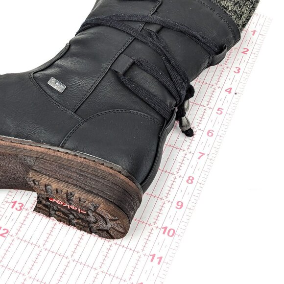 Rieker Women Dominika 73 Pale Black Vegan Leather Lace-up Zip Boots 8US EUR 38 - Picture 6 of 7